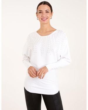 Blue Vanilla Vanilla Embellished Pearl Knitted Jumper - White