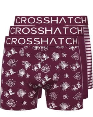 Crosshatch Hovland Boxer Shorts (Pack Of 3) (Prune) - Purple