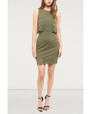 New Look Overlay Pencil Dress - Green