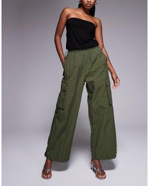 Sixth June Parachute Trousers With Tonal Embroidery - Green