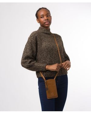 Conkca Siren' Dark Leather Cross Body Phone Bag - Brown