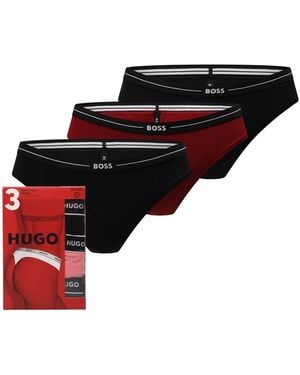 BOSS 3 Pack Of Logo Waistband Briefs - Red