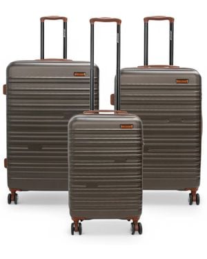 Infinity Leather Expandable Coffee Hard Shell Abs 8 Wheel Suitcase Robust Travel Case Holiday Luggage - Brown