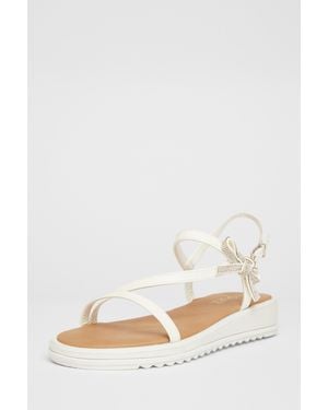 Quiz Strappy Bow Detail Sandal - White