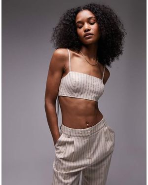 TOPSHOP Stripe Linen Bralet - Brown