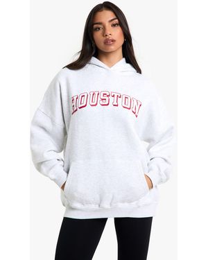 Boohoo Houston Slogan Oversized Hoodie - White