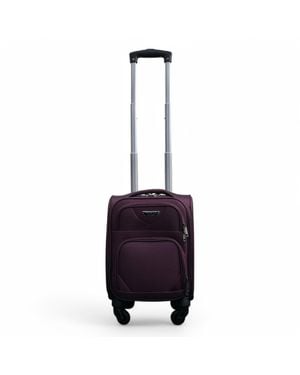 Infinity Leather Soft Shell Lightweight Nylon 4 Wheel Underseat Cabin Case Holiday Suitcase - Purple