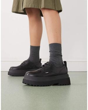 Buffalo Lace Up Chunky Shoe - Black