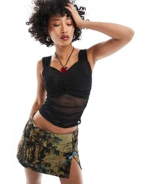 Noisy May Mesh Rosette Top - Black