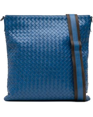 Bottega Veneta Woven Crossbody Bag Adjustable Strap - Blue