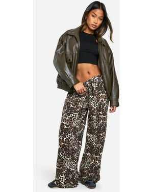 Boohoo Print Elasticated Waist Wide Leg Jeans Cotton - Multicolour