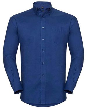 Russell Collection Oxford Long-Sleeved Formal Shirt (Bright Royal) - Blue