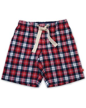 Mini Vanilla 'Curtis' Check Pj Lounge Shorts Cotton - Red