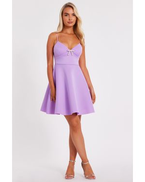 Quiz Bow Front Skater Dress - Purple