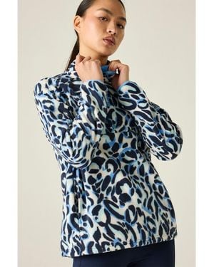 Dare 2b Ladies Wing It Animal Print Fleece Top (Dusky) - Blue