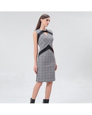 Smart & Joy Fitcocktailjurk Met Geometrische Print En Trui Garnering - Grijs