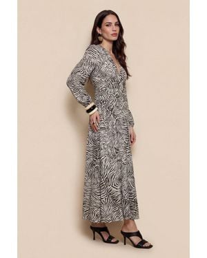 Urban Bliss Zebra Long Sleeve Metallic Dress Pattern - Natural