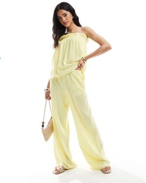 ASOS Linen Look Wide Leg Co-Ord Trouser - Metallic