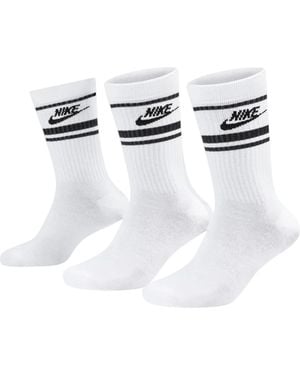 Nike Dx5089 Crew Socks 3 Pack Everyday Sportswear Essential Soft Golf - White