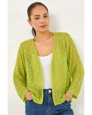 Roman Petite Textured Knit Cardigan - Yellow