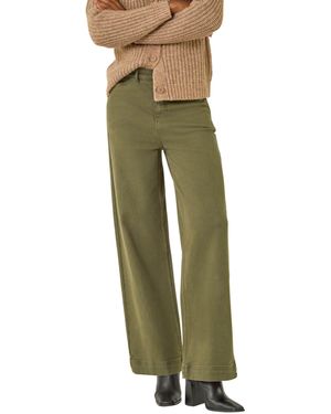 Roman Cotton Blend Wide Leg Stretch Jeans - Green