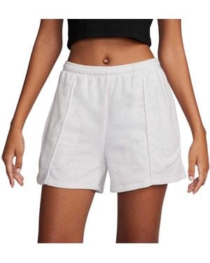 Nike Fleece Elastische Taille Relaxed Fit Sweat Shorts (Grijze Mergel) - Wit