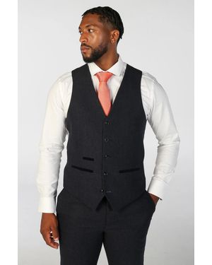 Paul Andrew Wool Blend Tweed Formal Waistcoats - Blue