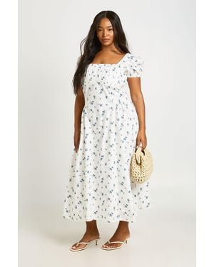Boohoo Plus Ditsy Floral Milkmaid Midaxi Dress - White