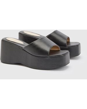 Faith Bethanie Faux Leather High Wedge Sandals - Grey