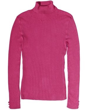 Lipsy Ribbed Button Cuff Roll Neck Jumper - Pink
