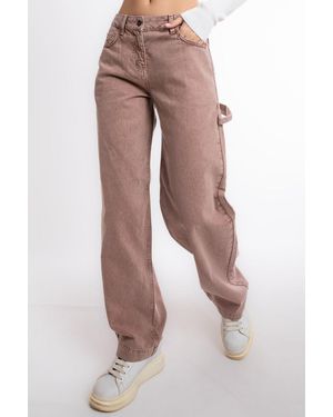 Hiccup Mid Rise Vintage Wide Leg Jeans - Pink