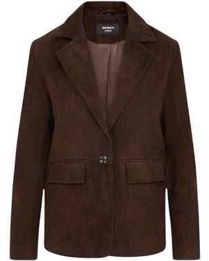 Infinity Leather Soft Goat Suede Blazer Jacket-Kolkata - Brown