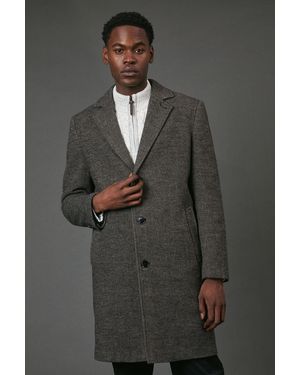 MAINE Textured Wool Blend Epsom Coat - Grey