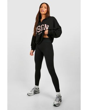 Boohoo Tall Seamless Rib Leggings - Black
