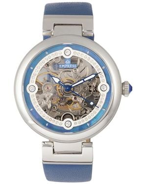 Empress Adelaide Automatic Skeleton Leather-Band Watch - Blue