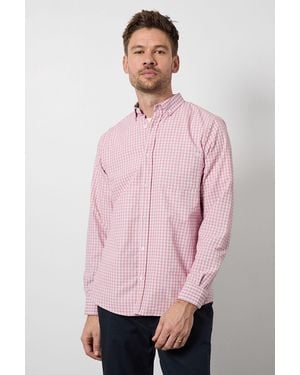 MAINE Check Long Sleeve Shirt Cotton - Pink
