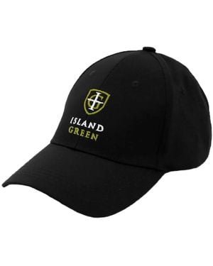 Island Green Logo Curved Peak Golf Hat - Black