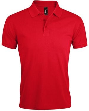 Sol's Prime Pique Plain Short Sleeve Polo Shirt - Red