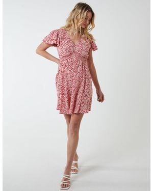 Blue Vanilla Double Ruffle Empire Shirred Mini Dress