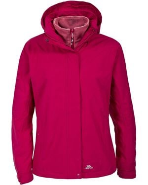 Trespass Ladies Madalin Waterproof 3-In-1 Jacket - Red