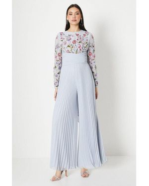 Coast Hand Embellished Bodice Jumpsuit With Pleated Trouser - Blue