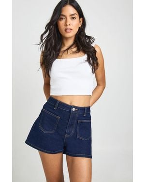 Boohoo Front Pocket Detail Mini Short - Blue