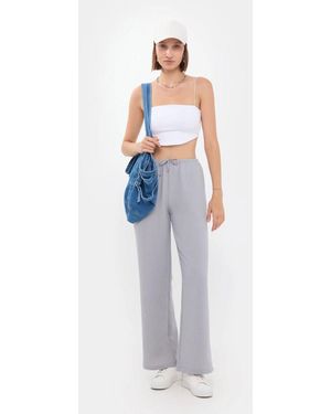 Hiccup High-Waist Straight-Leg Trousers With Drawstring - Blue