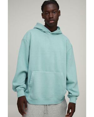 BoohooMAN Oversized Over The Head Washed Hoodie - Green