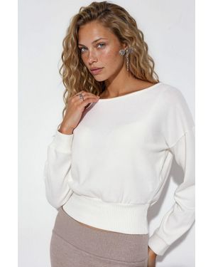Busem Cropped Crew Neck Sweatshirt - White