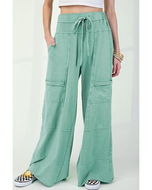 Azura Exchange Wijde Pantalon Met Touwtje - Groen