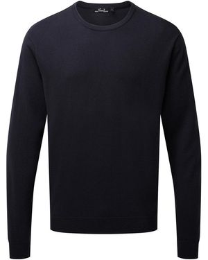 PREMIER Knitted Cotton Crew Neck Sweatshirt - Blue