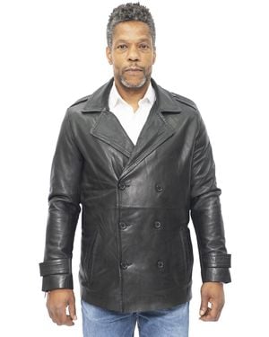 Infinity Leather Peacoat-Amara - Grey