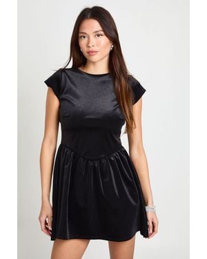 Boohoo Velvet Full Skirt Backless Mini Dress - Black