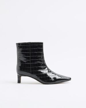 River Island Ankle Boots Kitten Heeled Pu - White